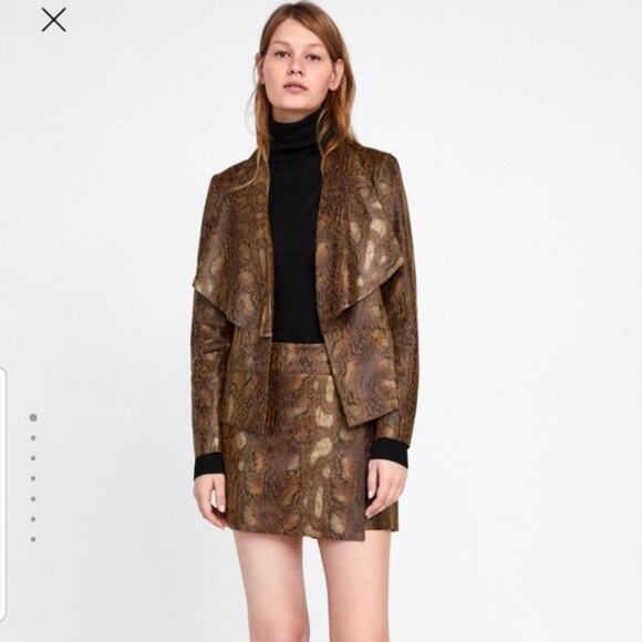 Zara Faux Suede Snakeprint Jacket - Picture 1 of 7